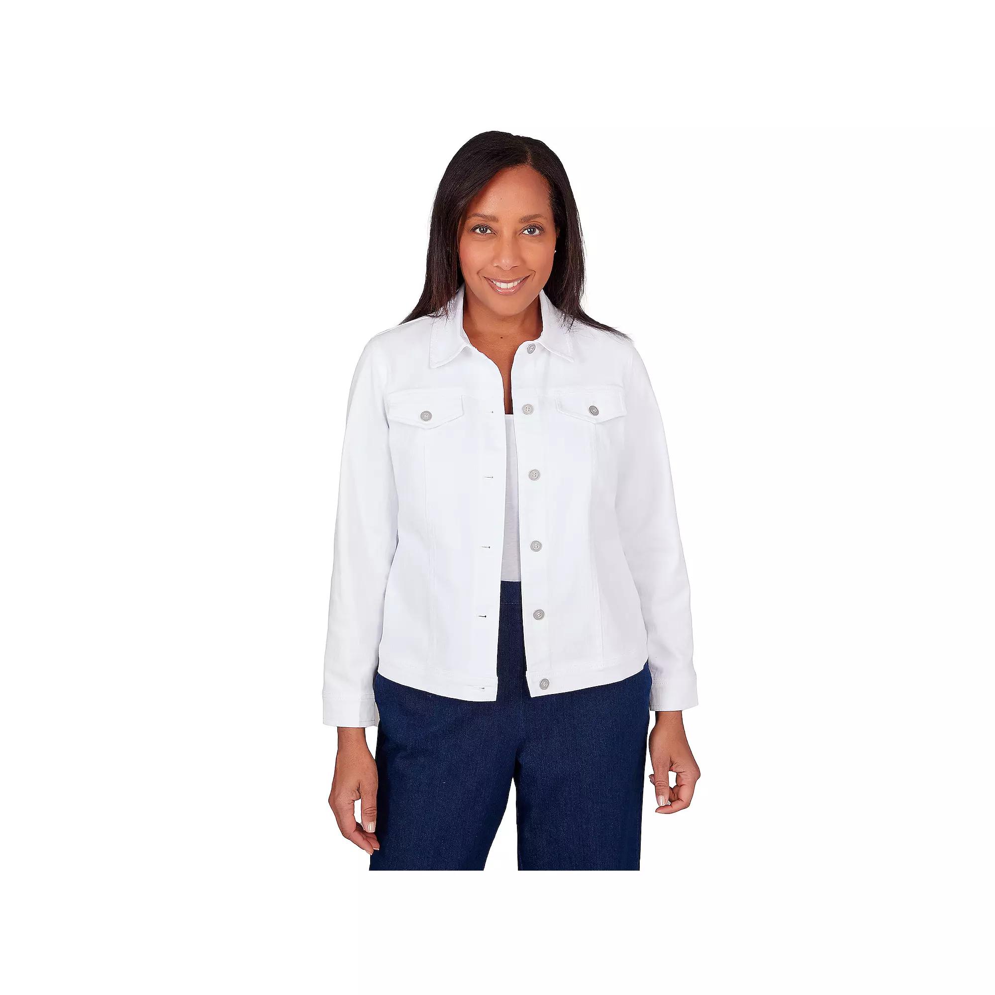 Petite Alfred Dunner Classic Fit Denim Jean Jacket, Women's,  Product Image