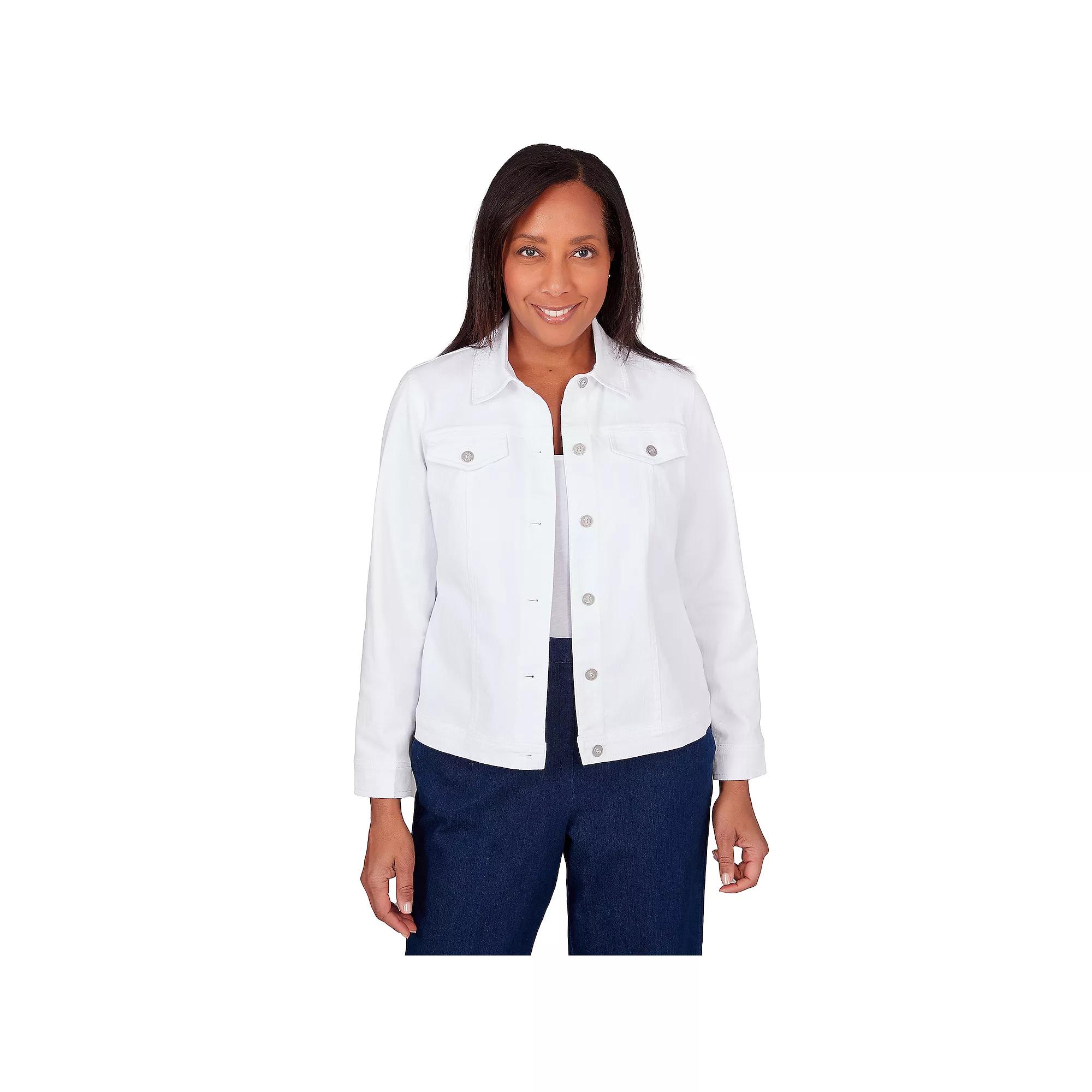 Petite Alfred Dunner Classic Fit Denim Jean Jacket, Women's,  Product Image