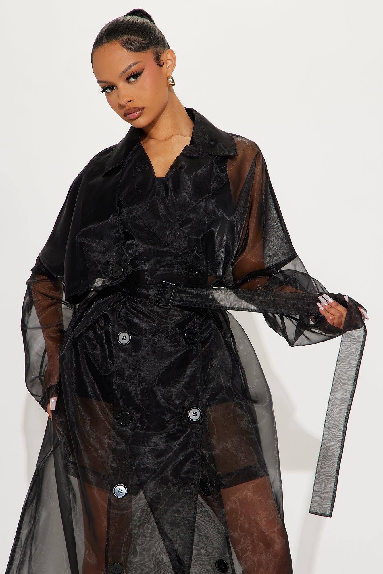 Tara Sheer Trench Coat - Black Female Product Image