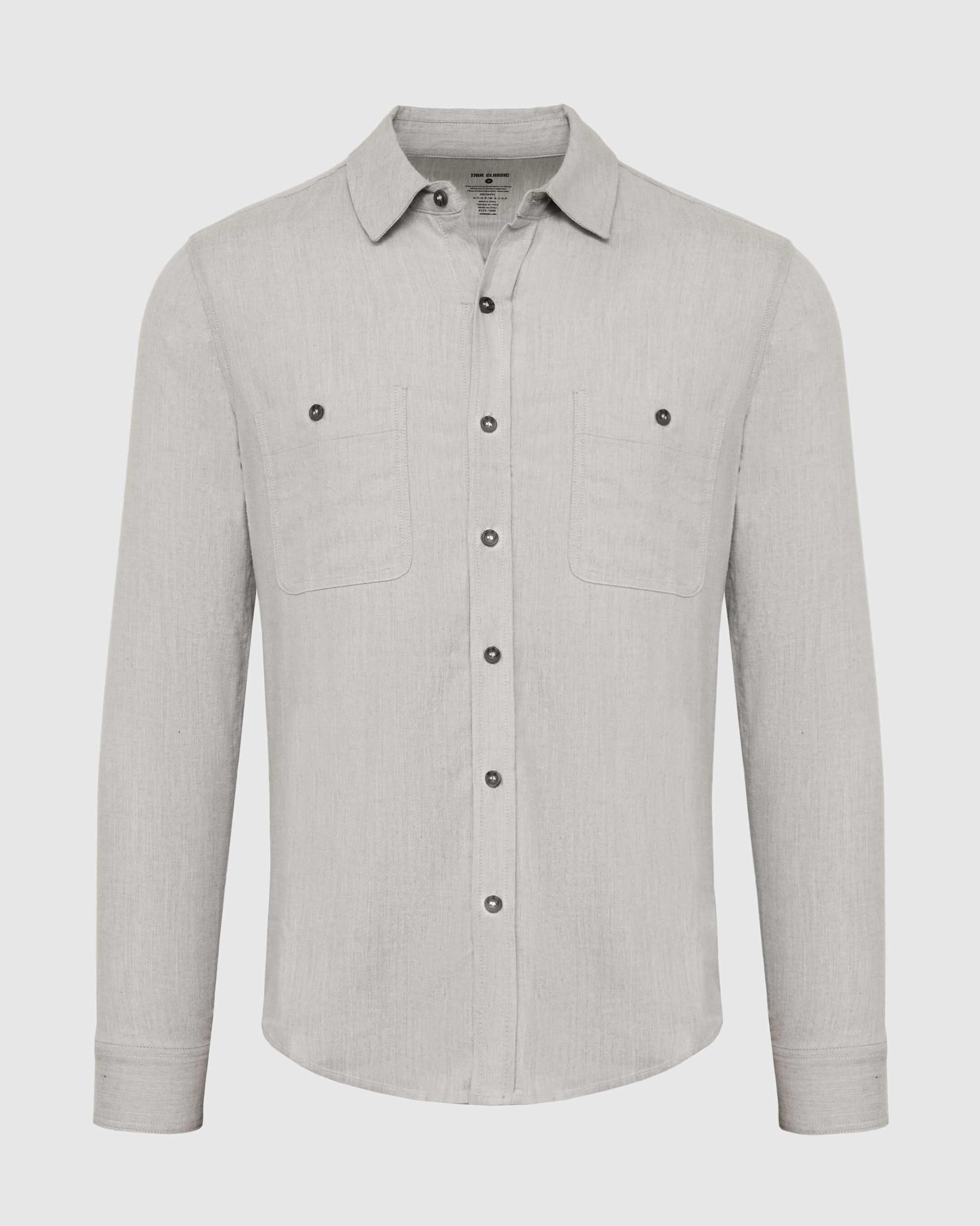Heather Gray Long Sleeve Lightweight Flannel Shirt Product Image