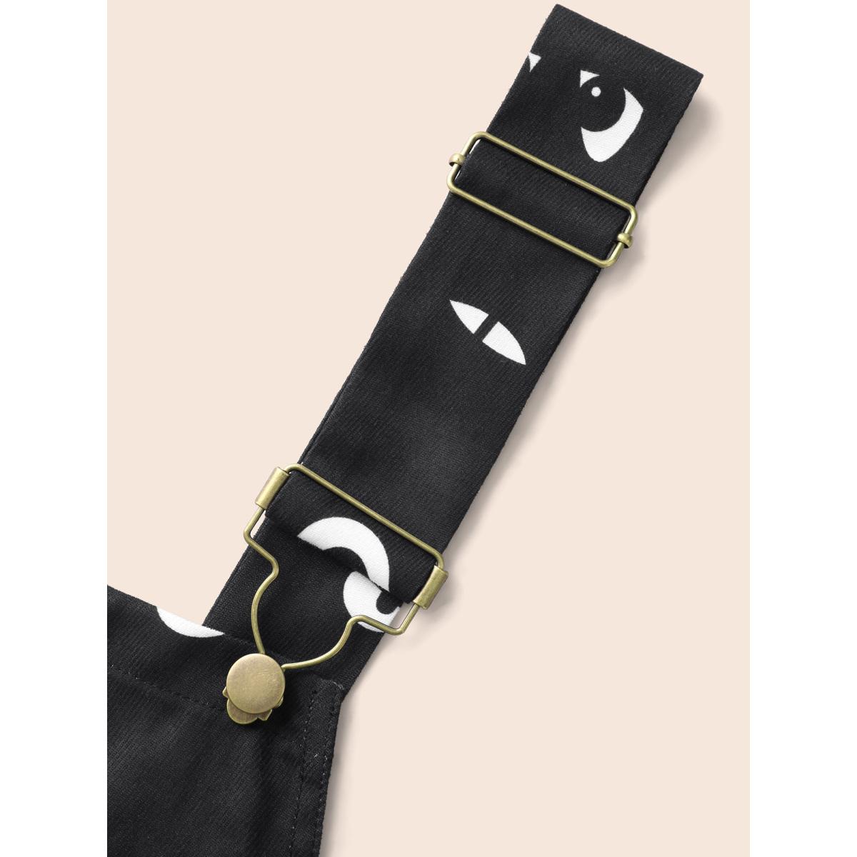 Plus Size Bat Eyes Overall Straps Skirt Midi Dress Black Women Cocktail Non Party Curvy Bloomchic 22-24/3X Product Image