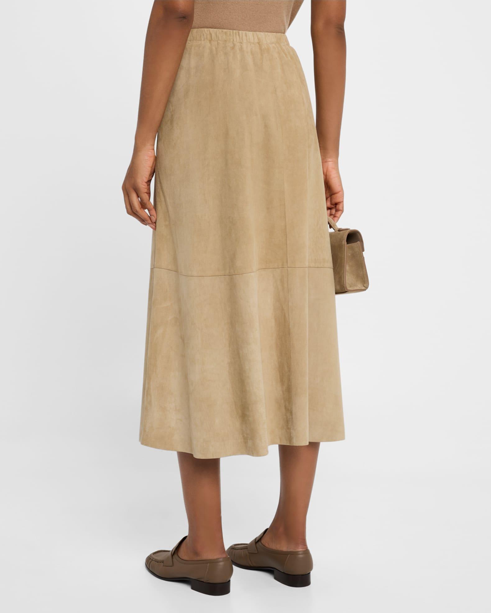 Straight Lambskin Suede Midi Skirt Product Image