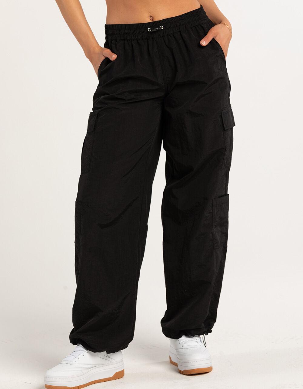 FULL TILT Low Rise Womens Parachute Cargo Pants - BLACK Product Image