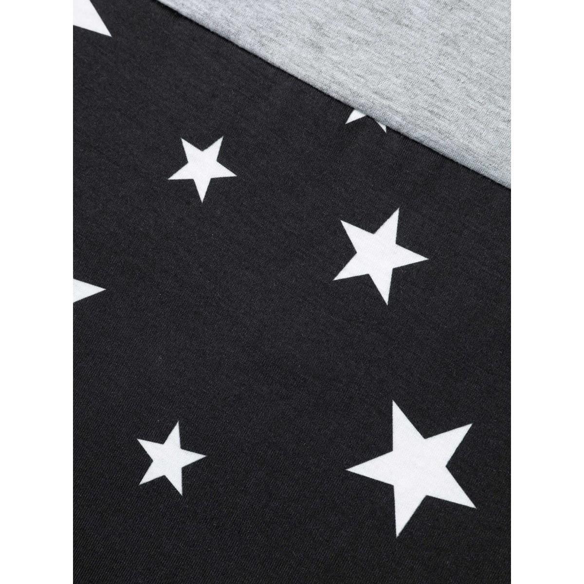 Plus Size Starry Color-Block Stretchy T-Shirt Black Women Casual Contrast Round Neck Everyday T-shirts BloomChic 10/M Product Image