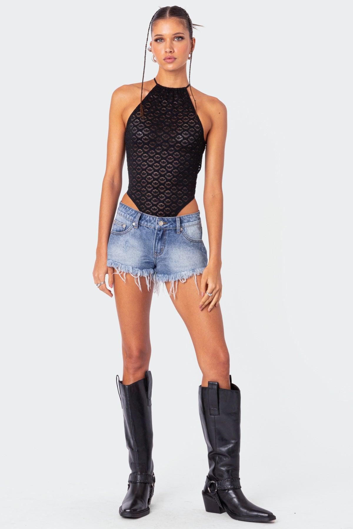 Sheer Lace Open Back Bodysuit Product Image