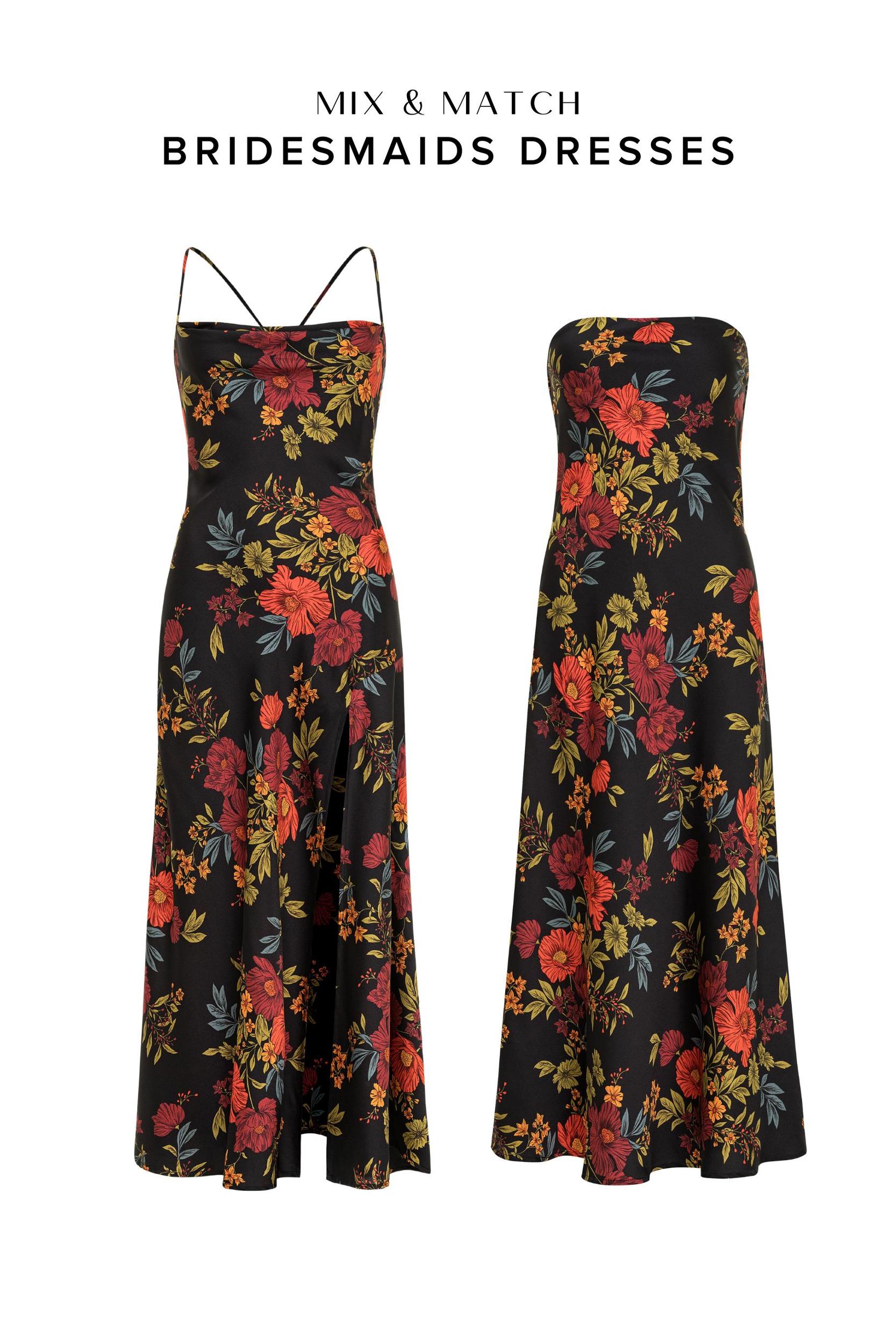 Natalia Black Floral Strapless Maxi Dress Product Image