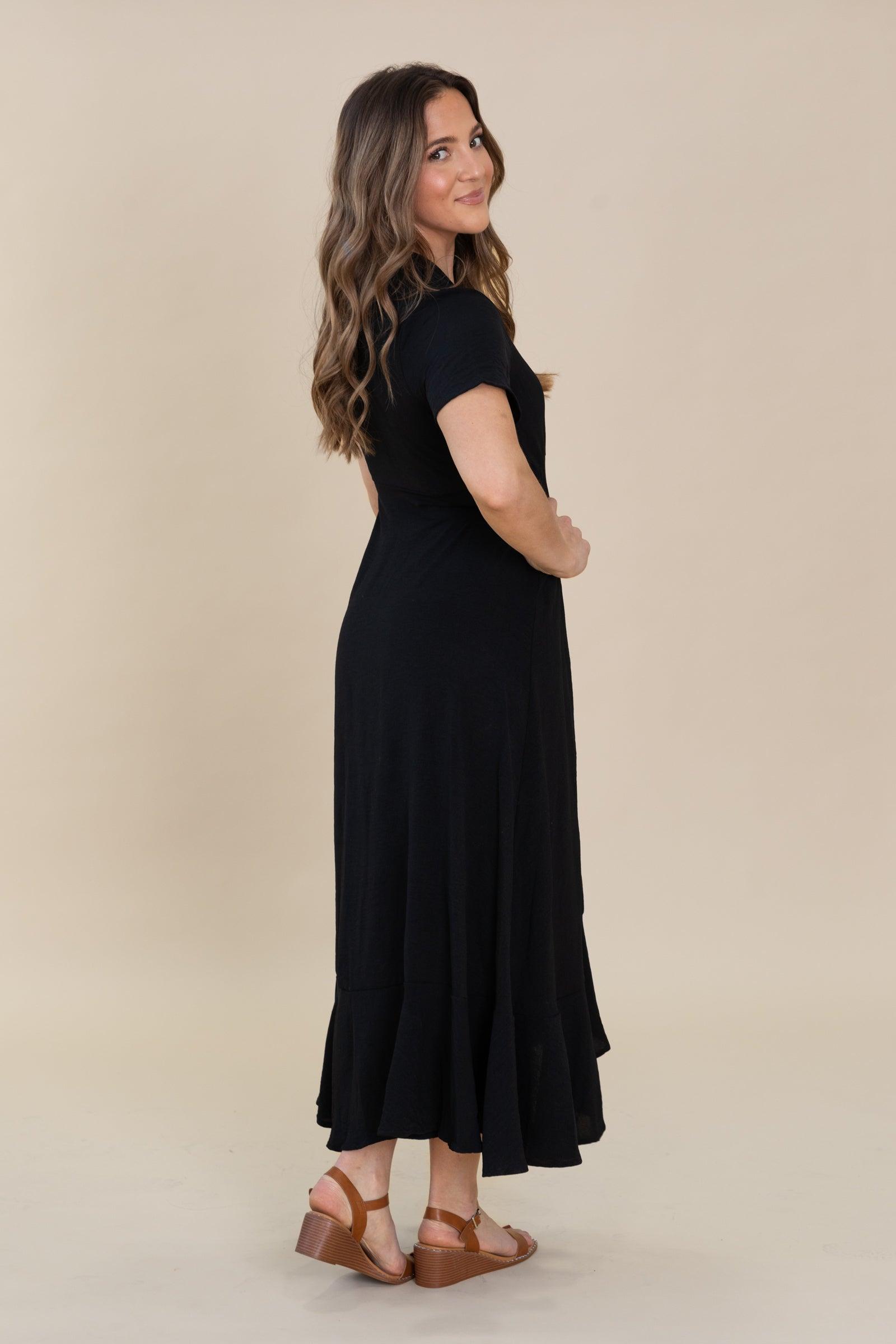 Solid Surplice Maxi Dresses With Short Sleeves Product Image