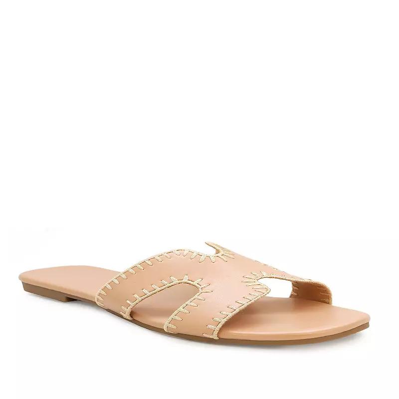Yoki Essie-29 Women's Open Toe H-Band Stitch Sandals, Size: 8.5 Medium, Beige Product Image