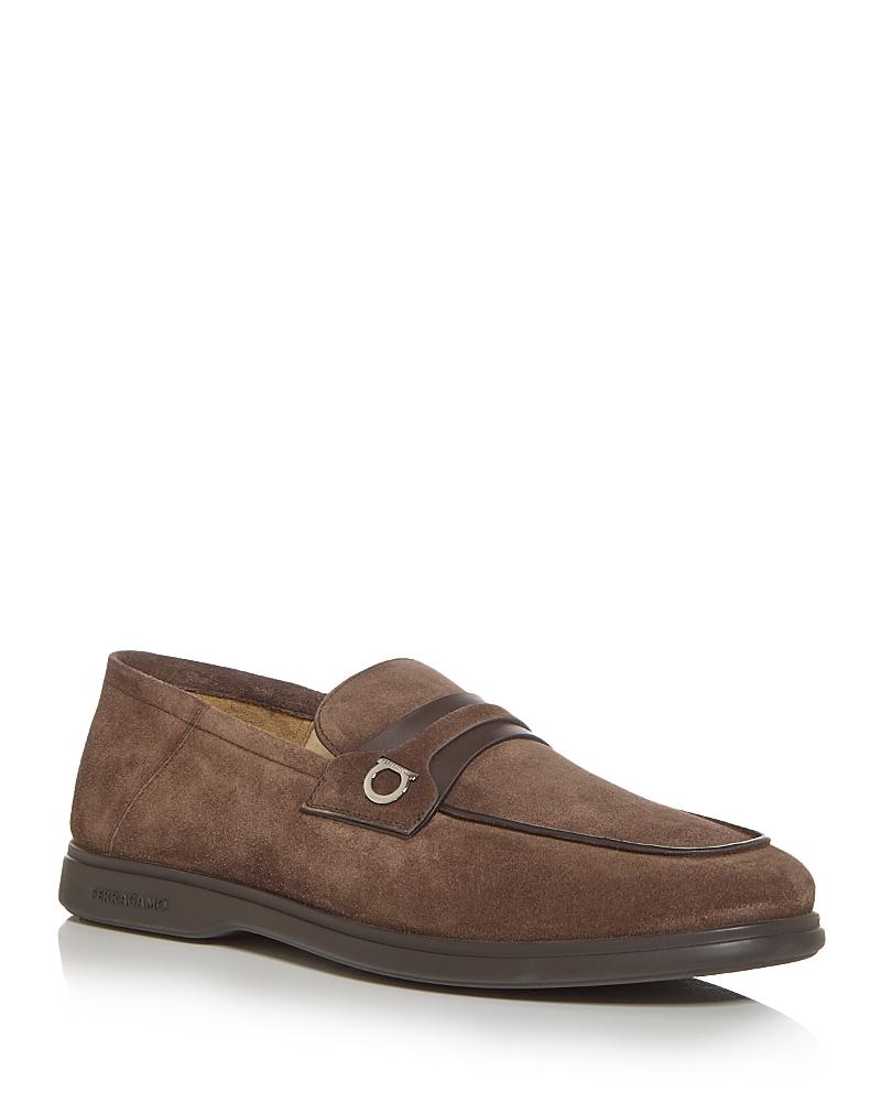 Ferragamo Mens Drame Suede Gancini Loafers Product Image