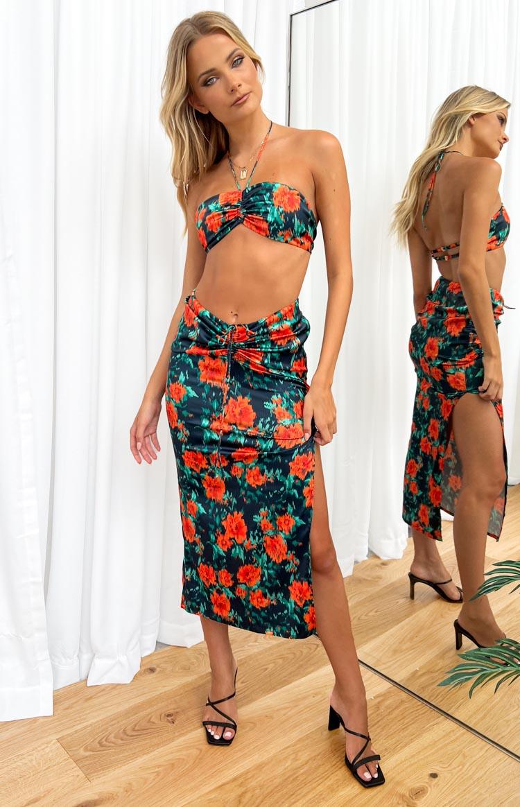 Rani Red Floral Maxi Skirt Product Image