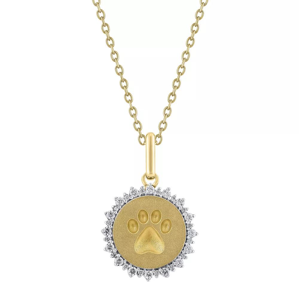 Royal Aura Sterling Silver 1/4 Carat T.W. Diamond Medalion Paw Pendant Necklace, Women's, Size: 18", Gold Tone Product Image
