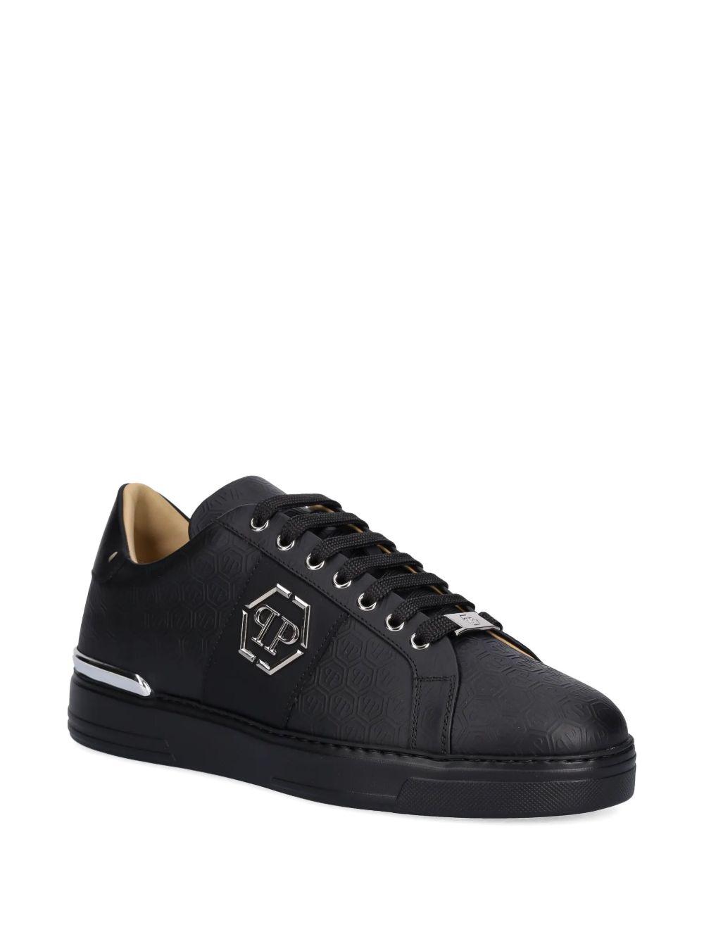 embossed-logo lace-up sneakers Product Image
