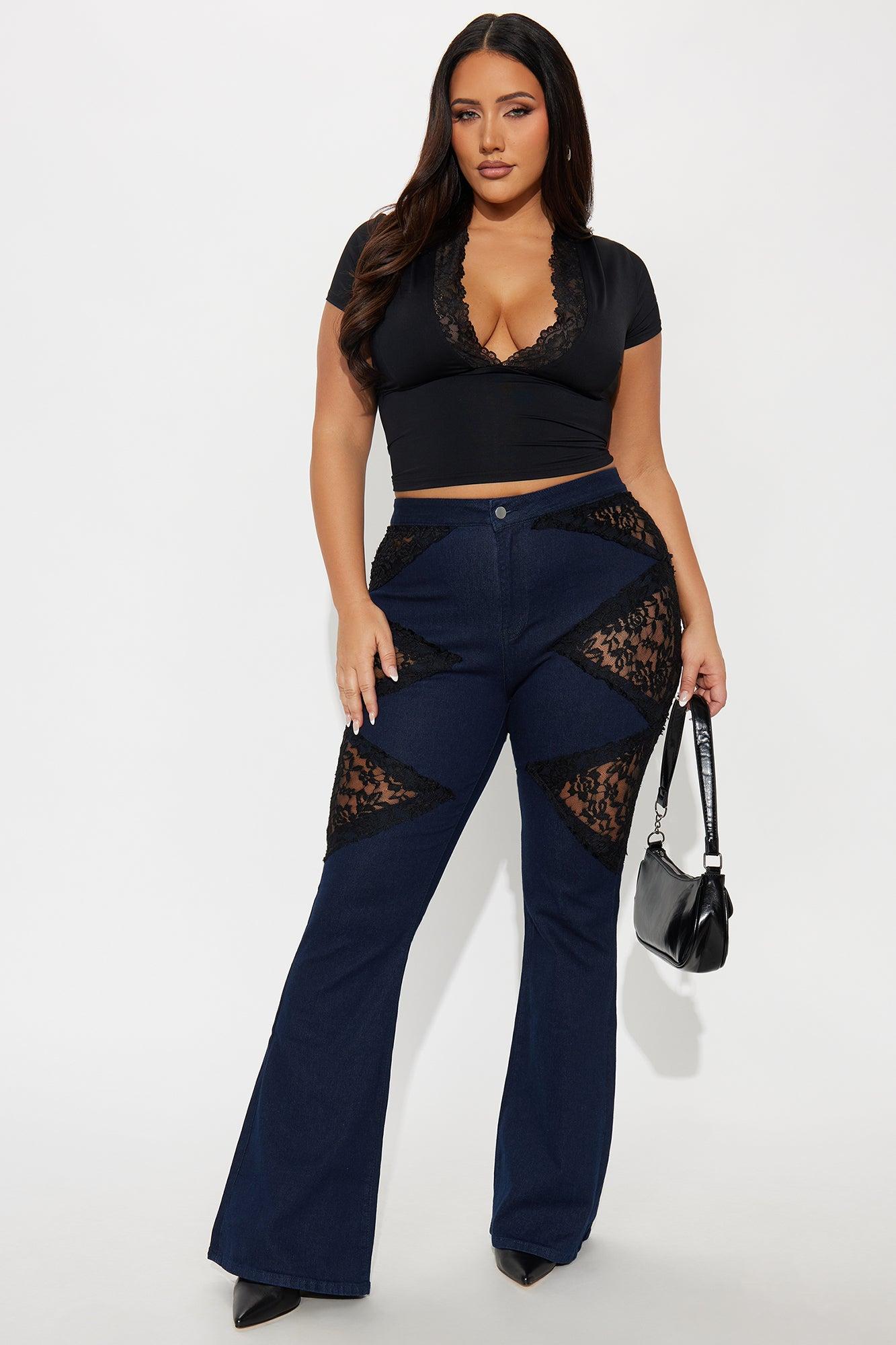 Day To Night Lace Flare Jeans - Dark Wash Female Product Image