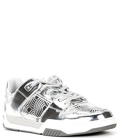 Kurt Geiger London Mens Regan Plaque Metallic Lace Up Sneakers Product Image