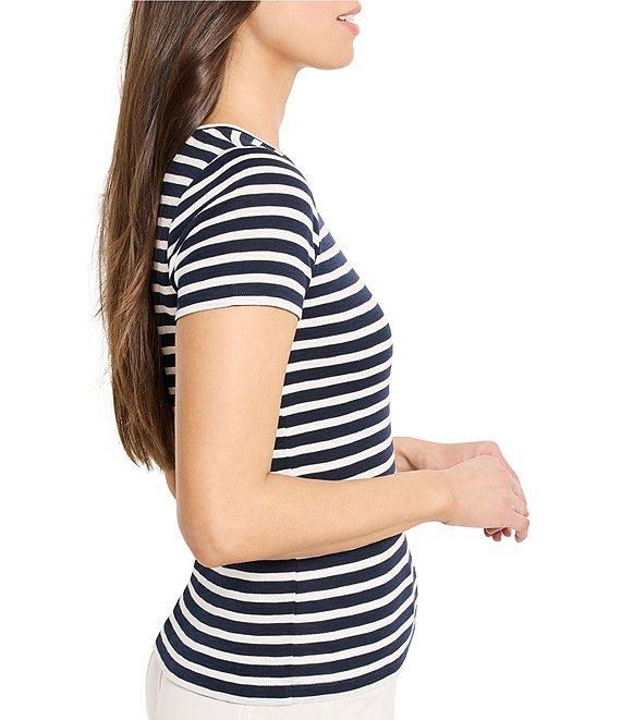 NIC + ZOE Stripe Knit Scoop Neck Short Sleeve Tee Product Image