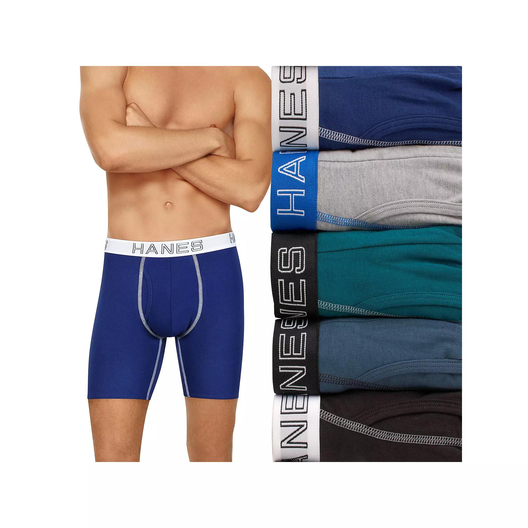 Men's Hanes® 5 Pack Ultimate Stretch Long Leg Boxer Brief Underwear,  Product Image