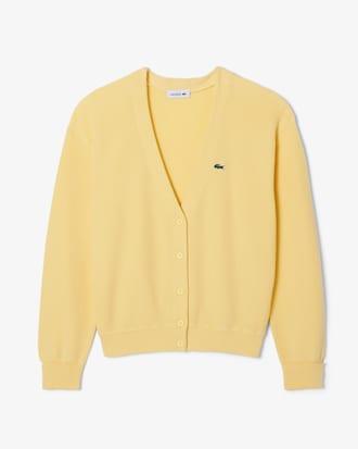 V Neck Moss Stitch Cotton Cardigan Product Image