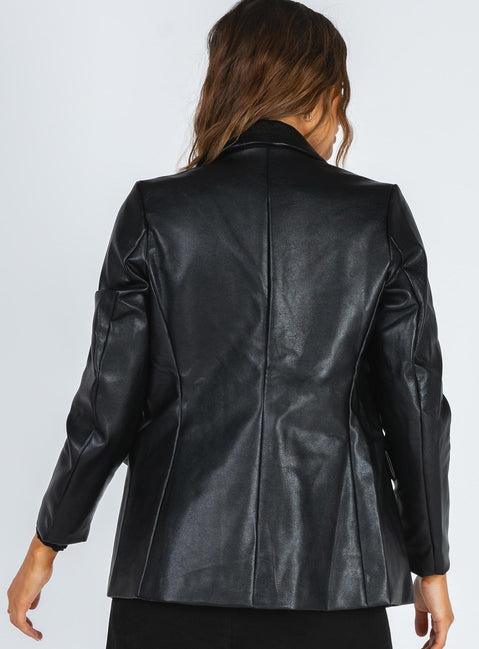 Ellen Faux Leather Blazer Product Image