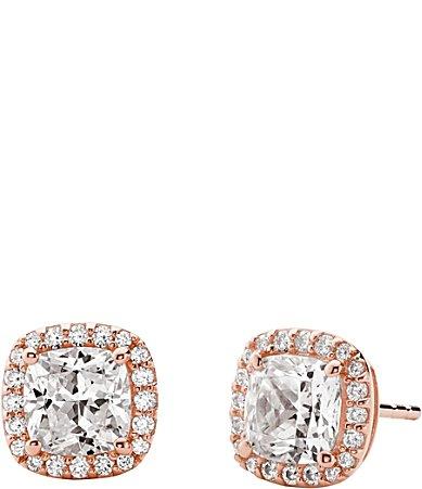 Precious Metal-Plated Sterling Silver Pavé Stud Earrings Product Image
