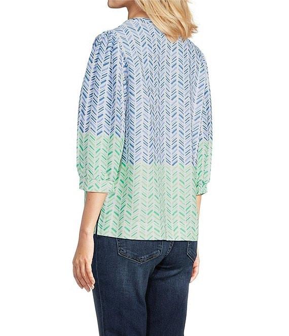 Tru Luxe Jeans Chevron Linen Blend 3/4 Sleeve Popover Product Image