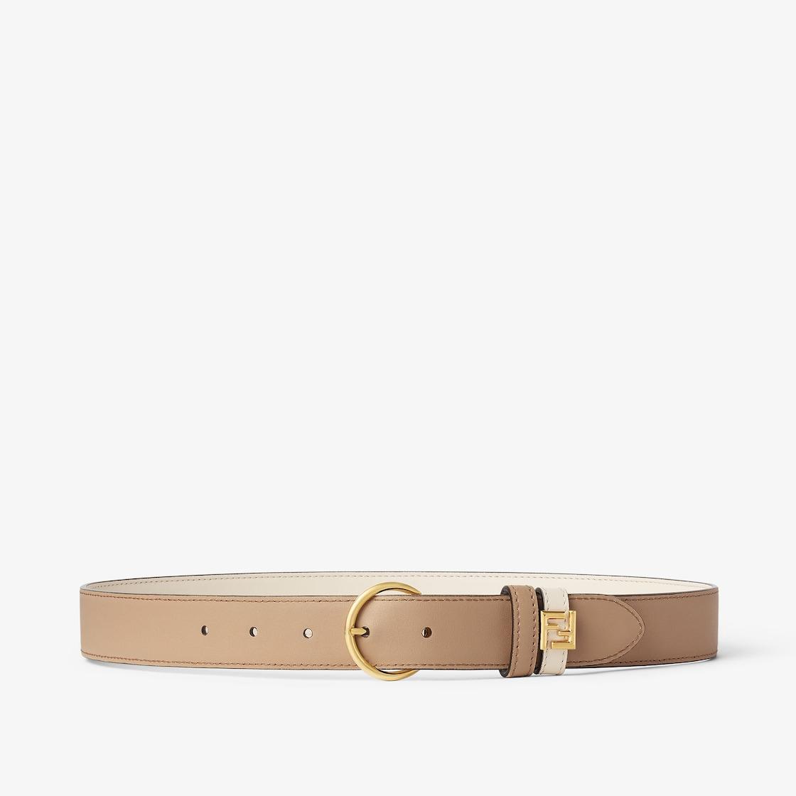 FF BeltWhite and cappuccino leather reversible belt Product Image