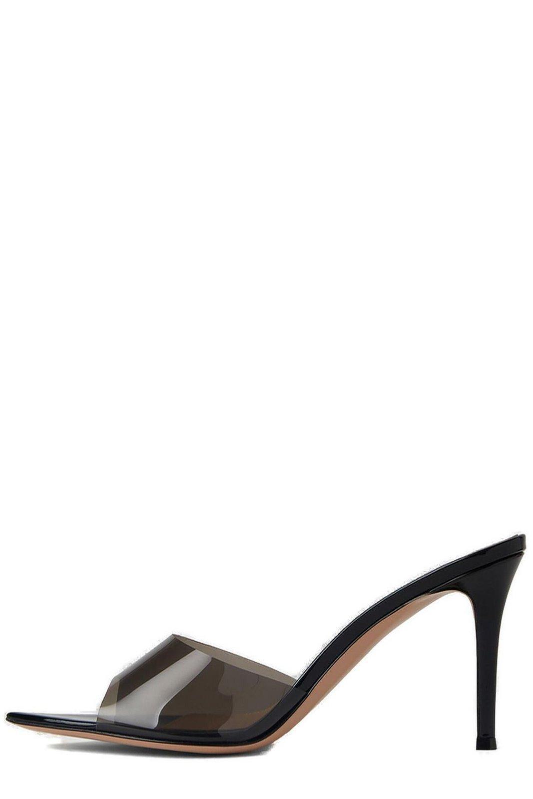 GIANVITO ROSSI Elle 85 Pvc And Patent-leather Mules In Black Product Image