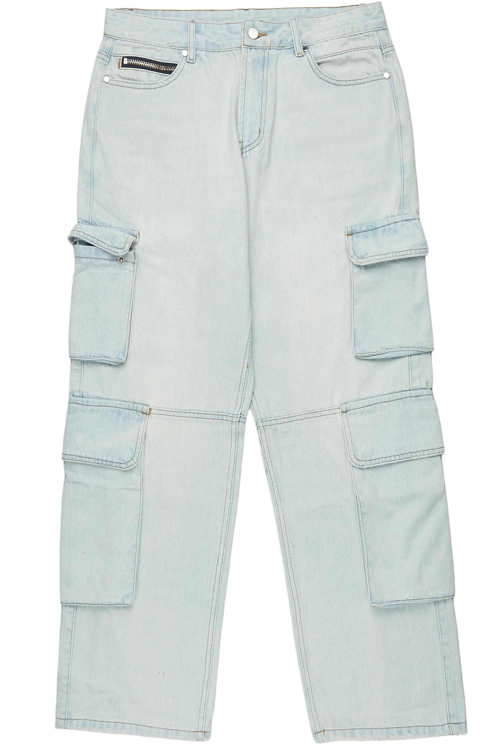 Gregor Blue Baggy Fit Cargo Jean Male Product Image