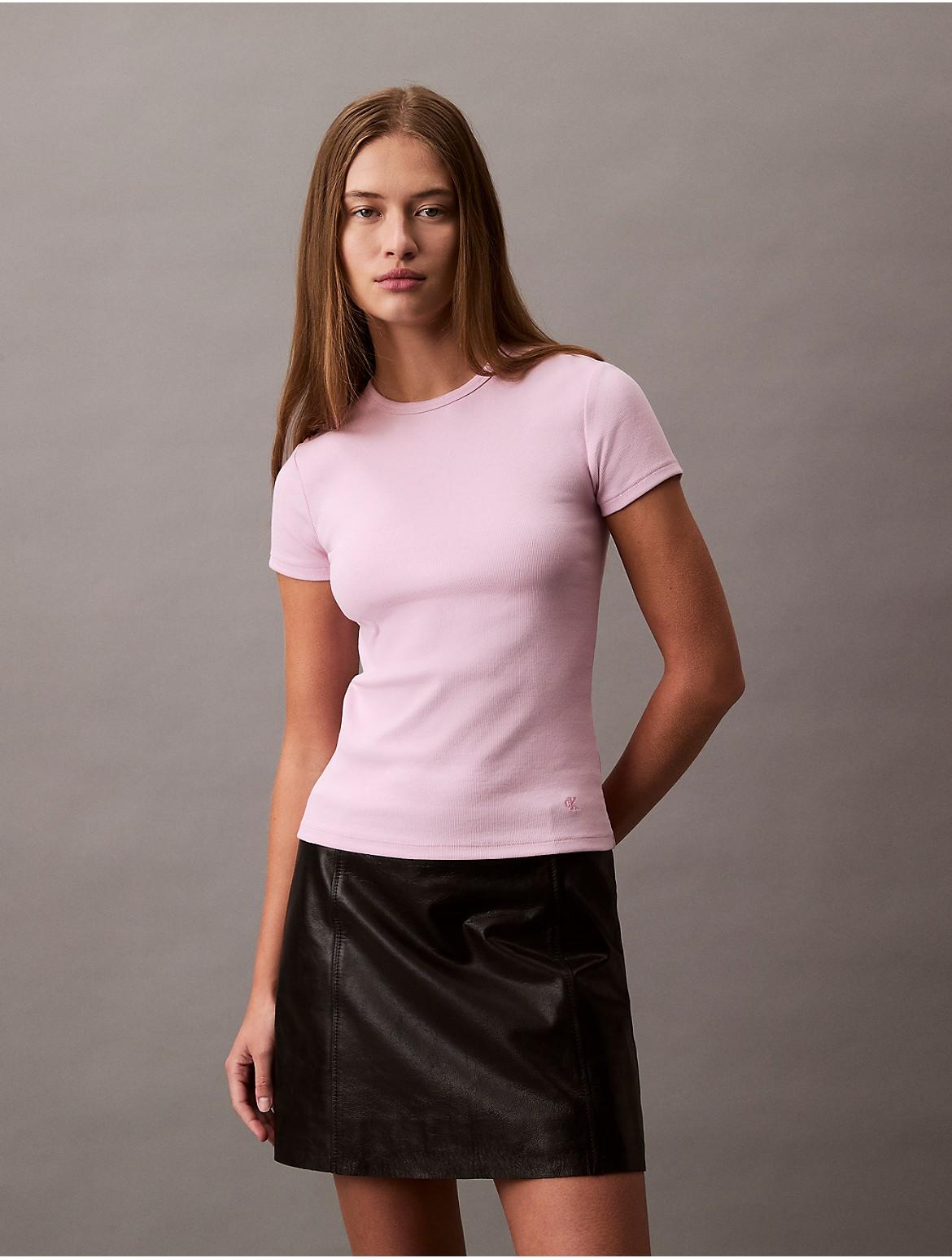 Calvin Klein Womens Cotton Contour Rib T-Shirt - Yellow Product Image