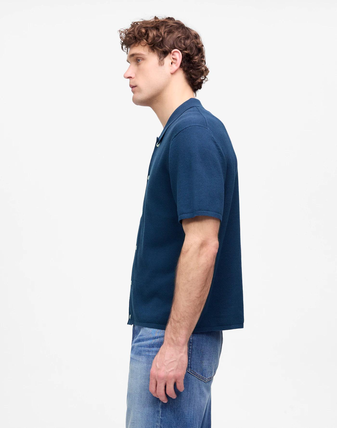 Tuck-Stitch Button-Up Sweater Polo Product Image