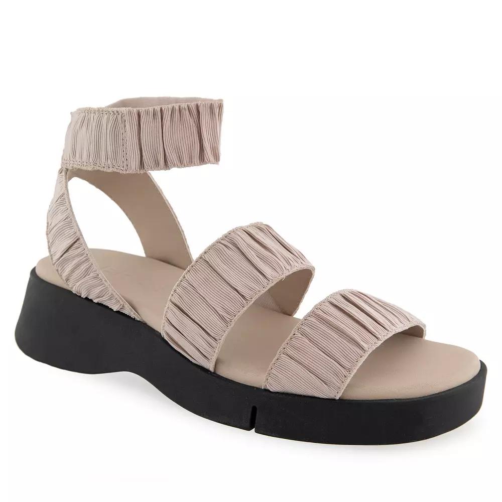 Aerosoles Fiona Womens Elastic Flatform Sandals Grey Product Image