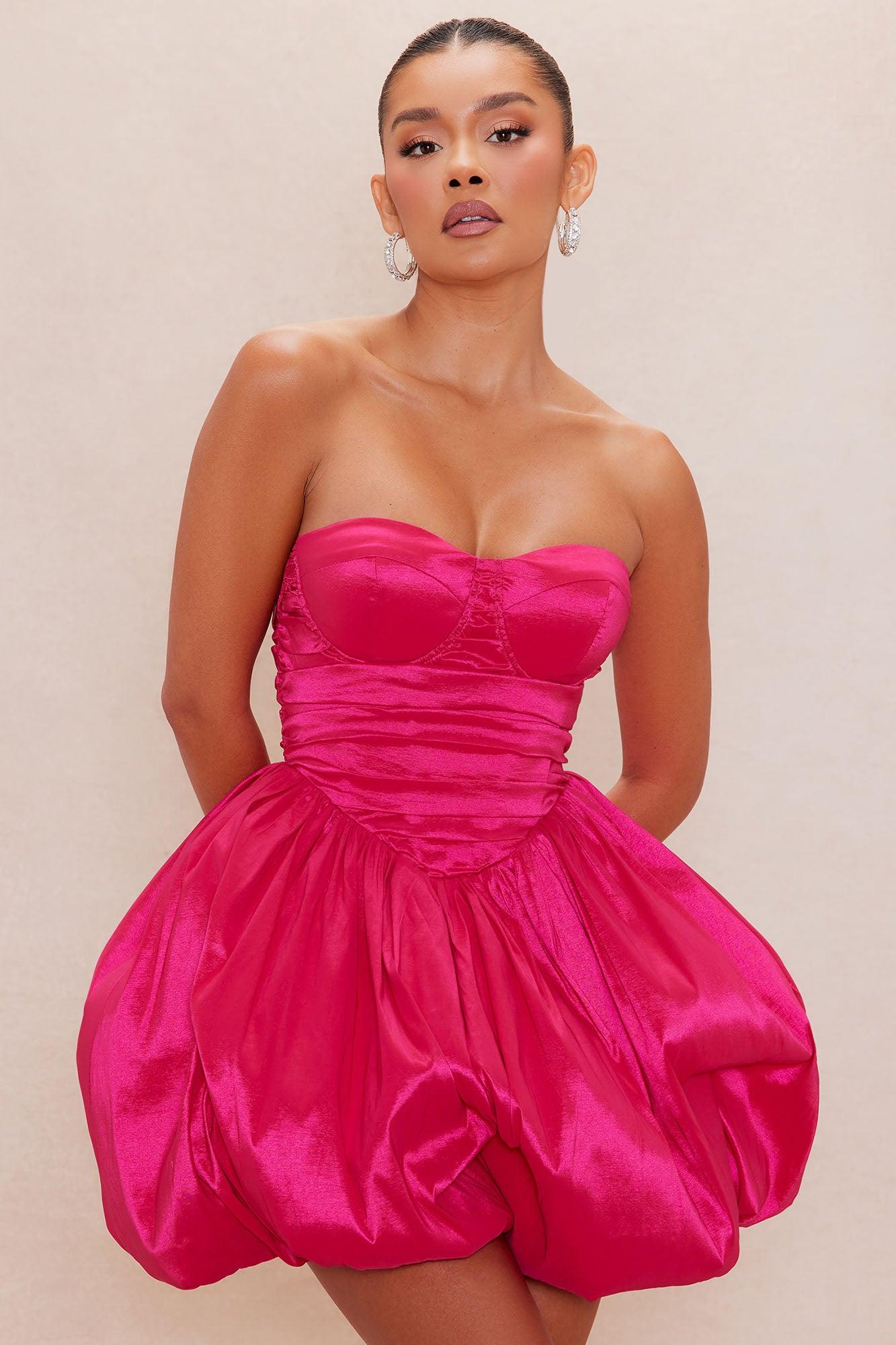 Jules Taffeta Mini Dress - Hot Pink Product Image