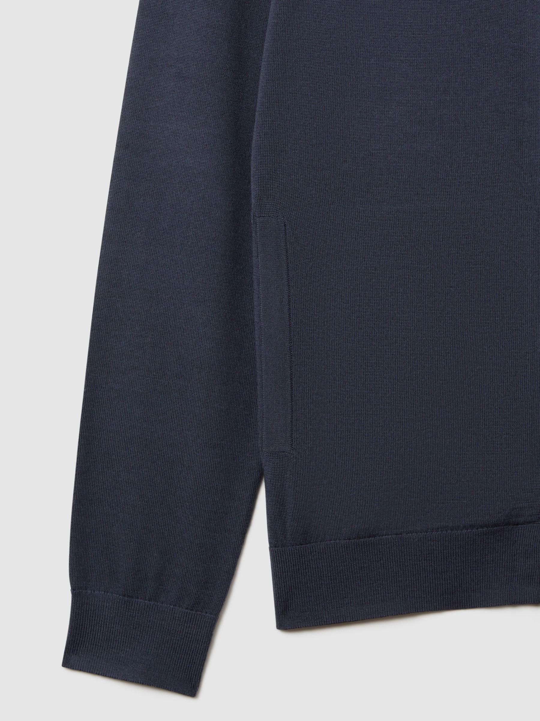 Merino Wool Funnel-Neck Cardigan in Blue Smoke Product Image