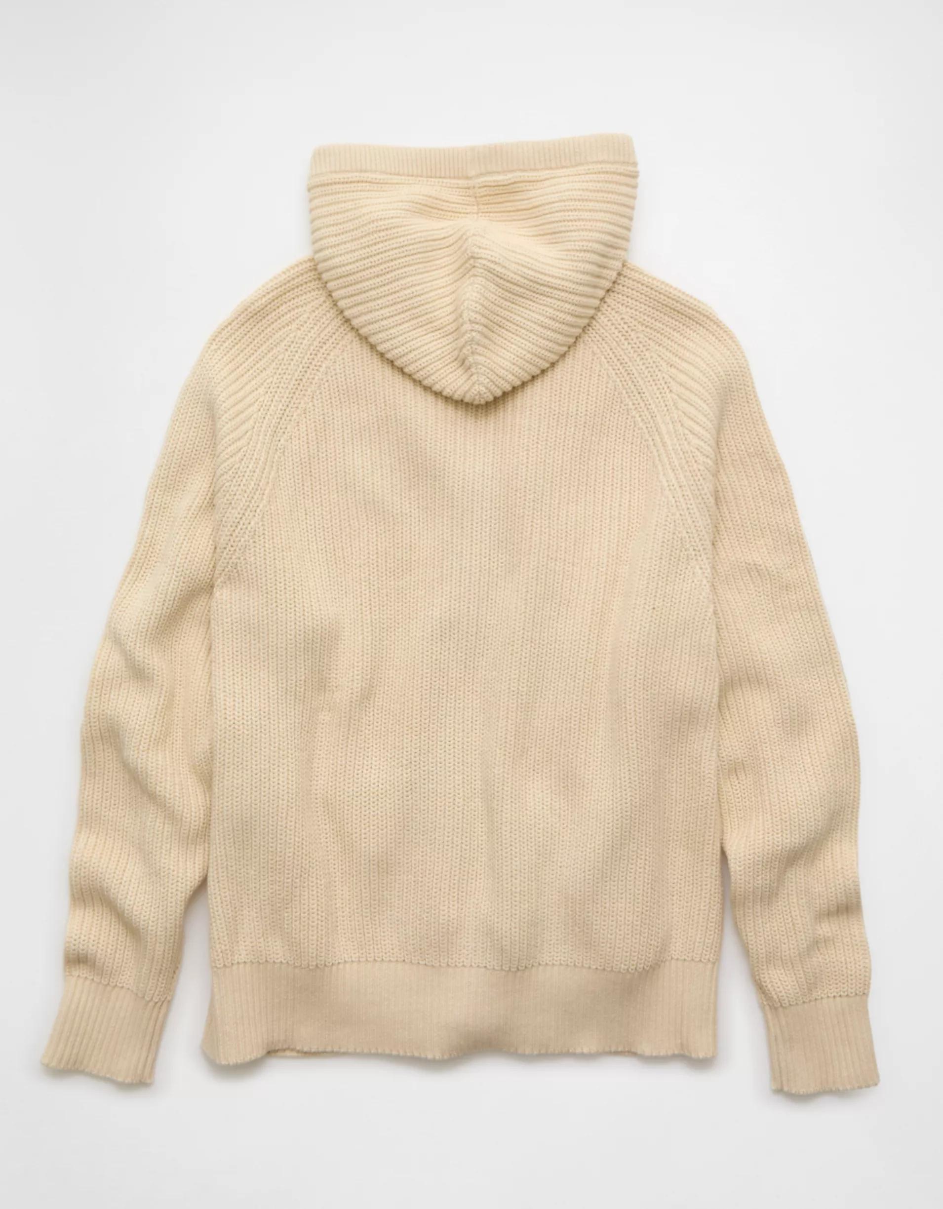 AE Zip-Up Shaker Stitch Sweater Hoodie Product Image