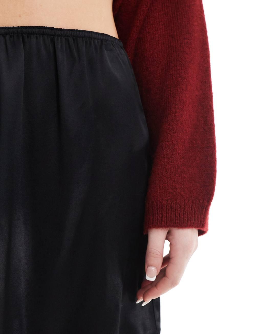 ASOS DESIGN lace hem mini skirt in black Product Image