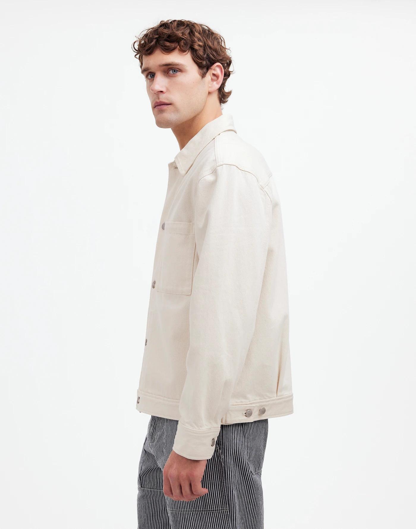 Denim Shirt-Jacket in Ecru Product Image