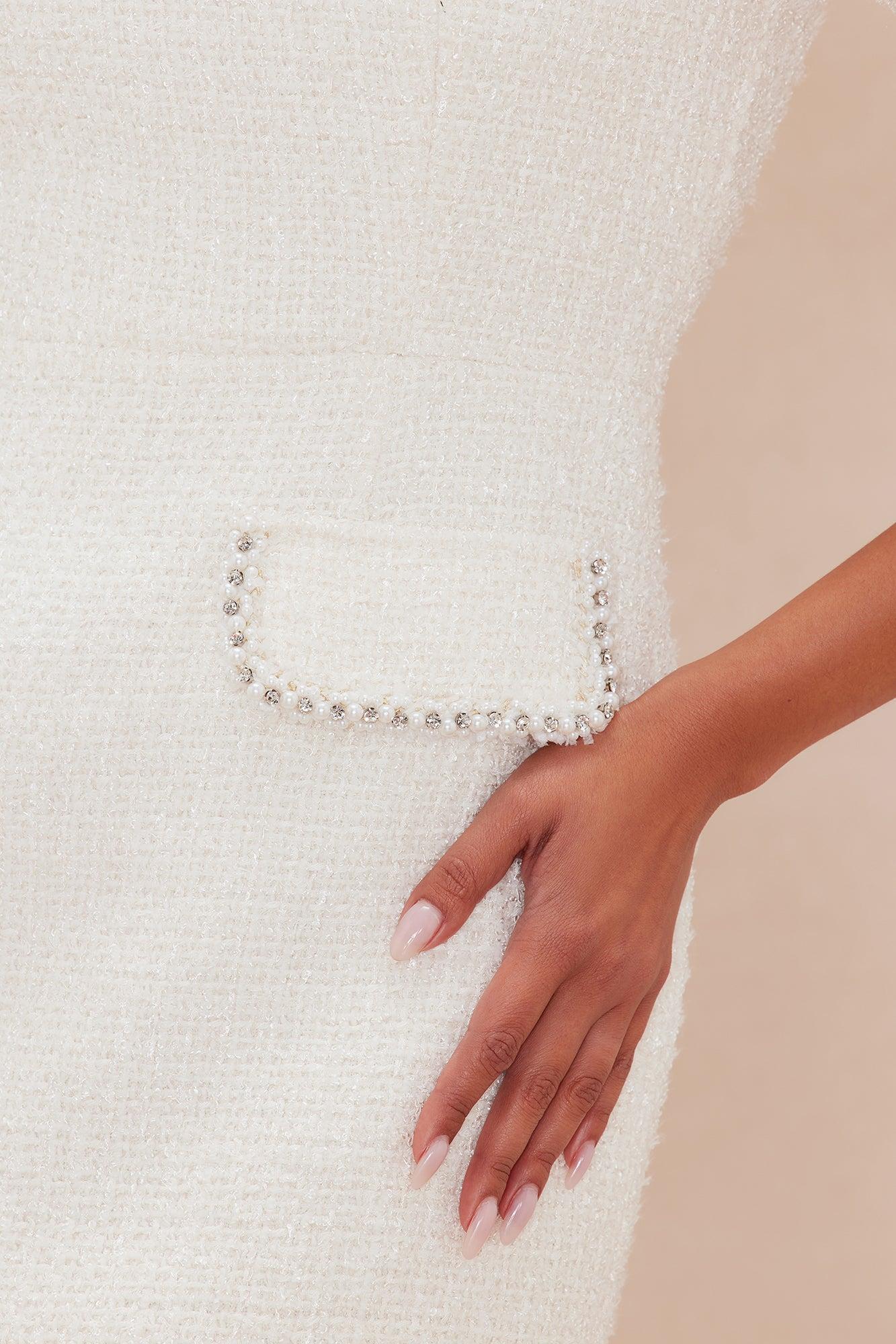 Elise Tweed Mini Dress - Cream Product Image