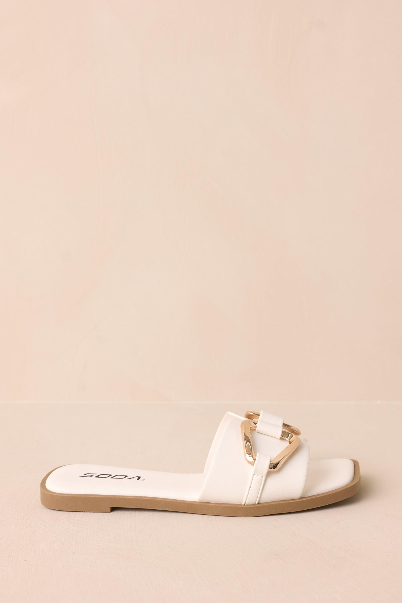 Stepping Stones White & Gold Sandals Product Image