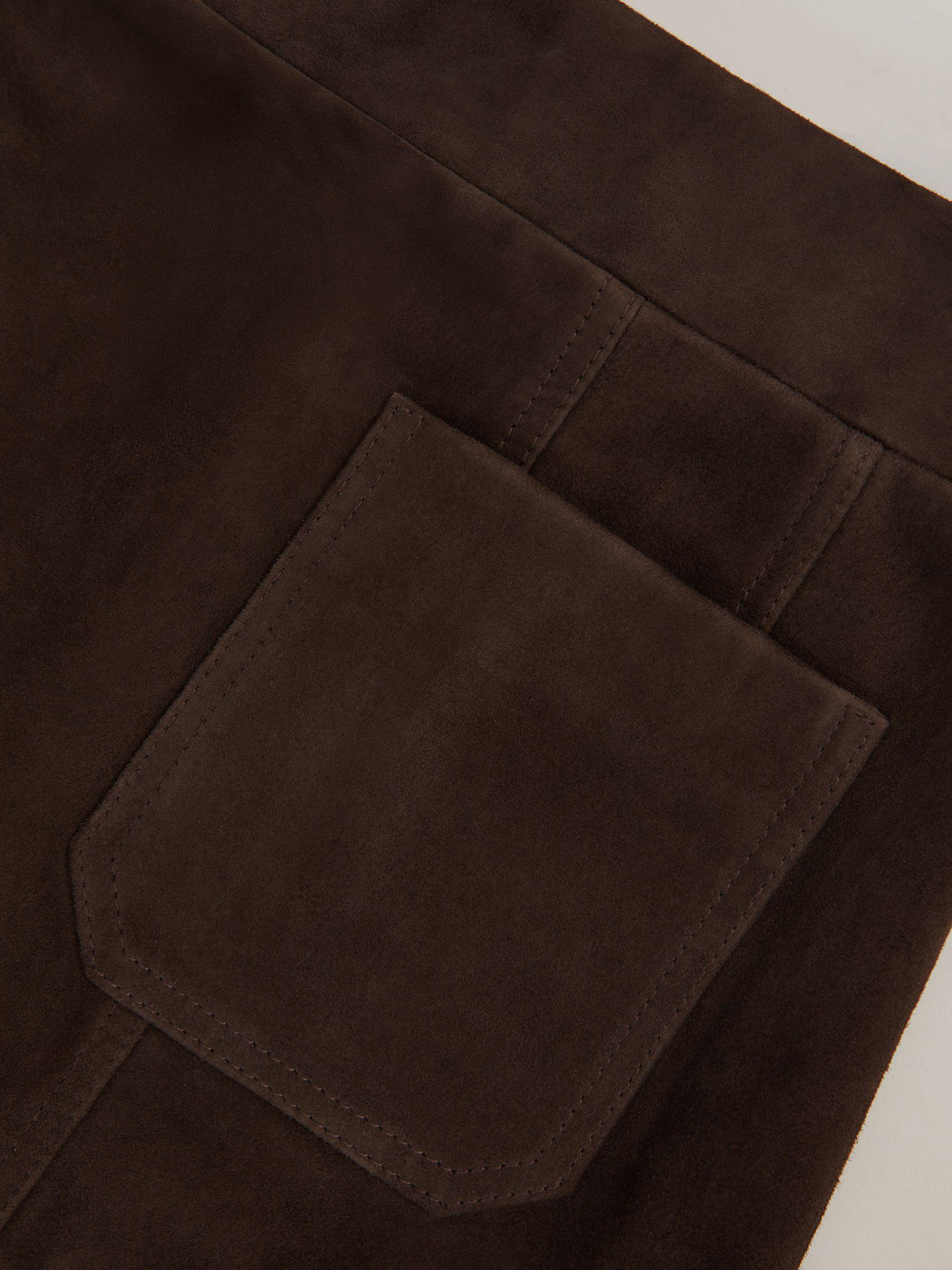 Mini Suede Patch Pocket Skirt in Chocolate Brown Product Image