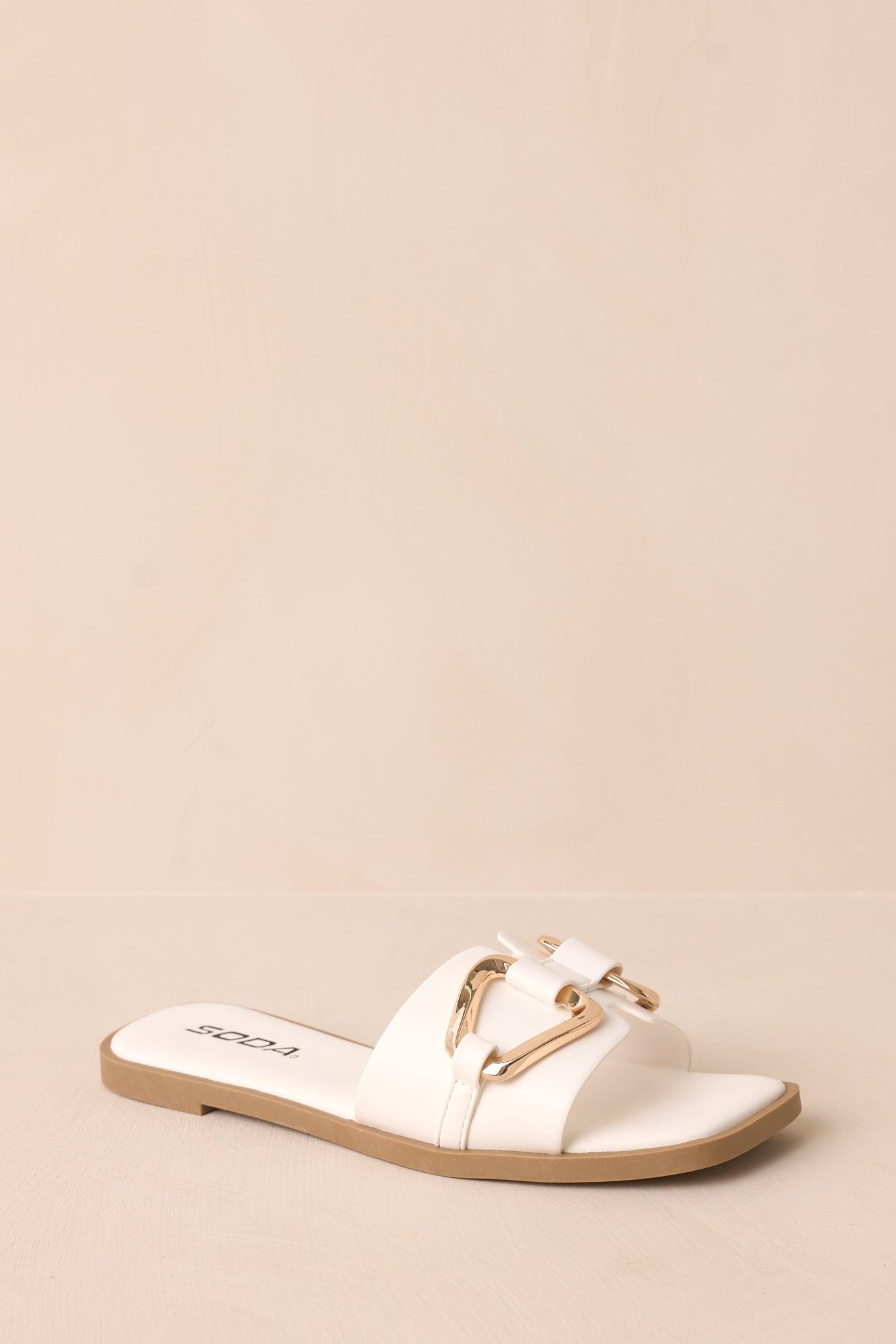 Stepping Stones White & Gold Sandals Product Image