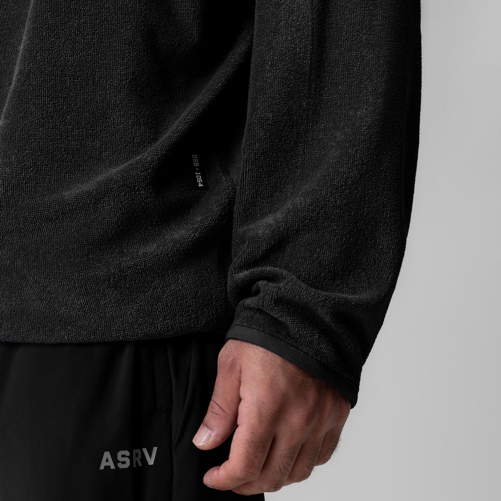 1054. Towel Terry Reversible Hoodie - Black Product Image