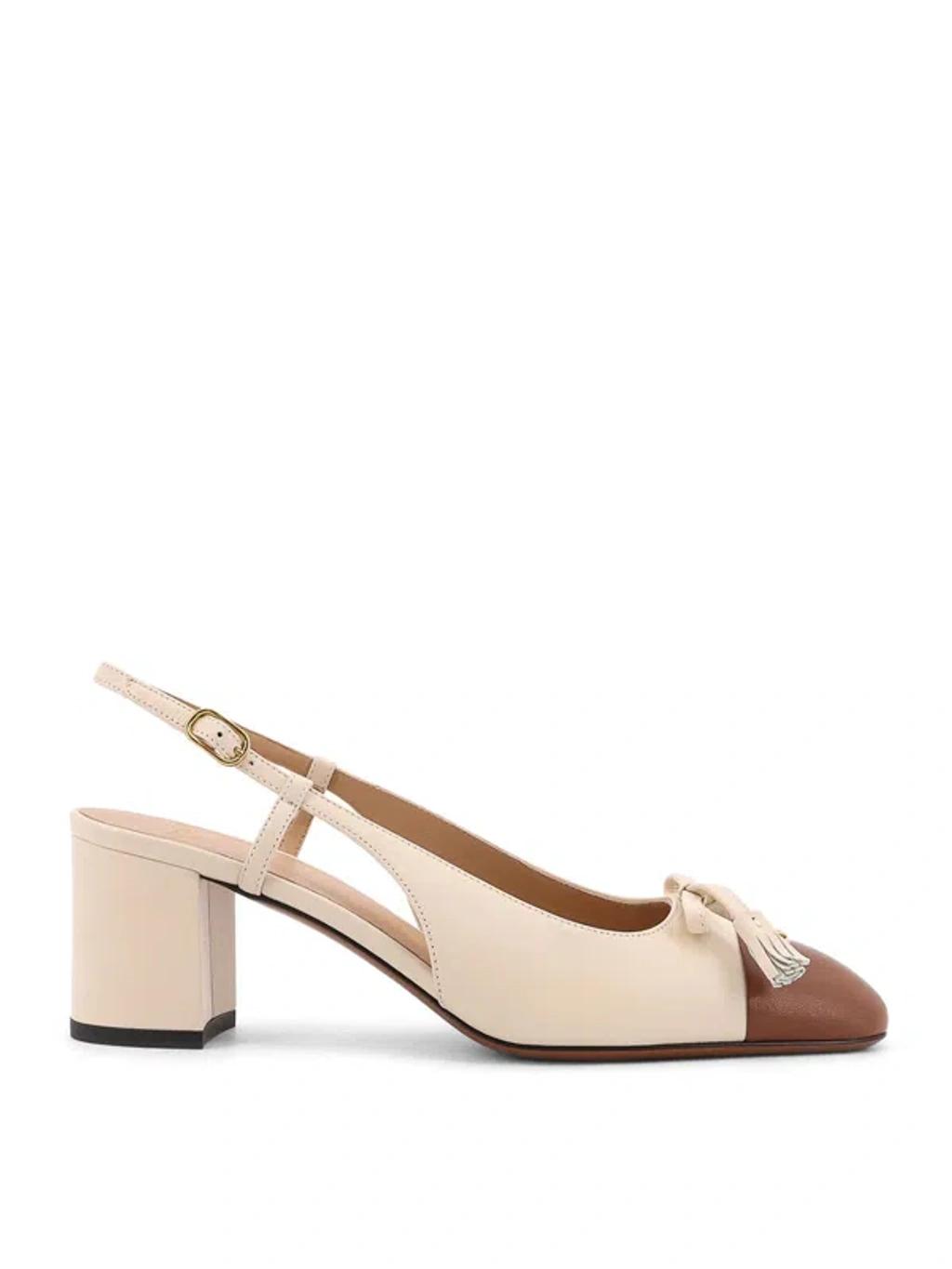 VALENTINO GARAVANI Leather Vlogo Signature Pumps With Slingback Strap In Neutral Product Image