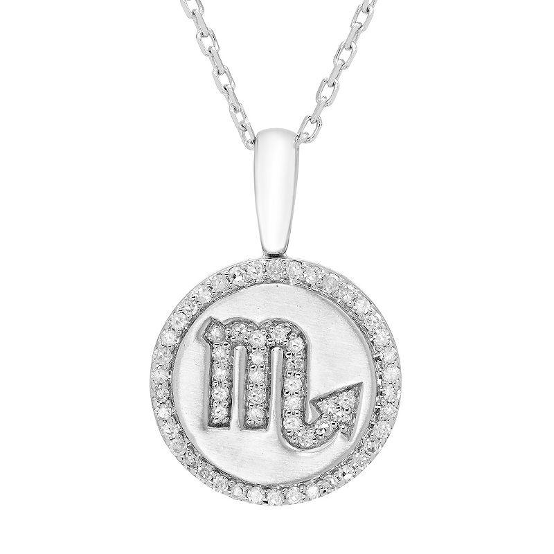 It's Personal Sterling Silver 1/6 Carat T.W. Diamond Zodiac Sign Necklace, Women's, Size: 16-18" ADJ, Cancer Product Image