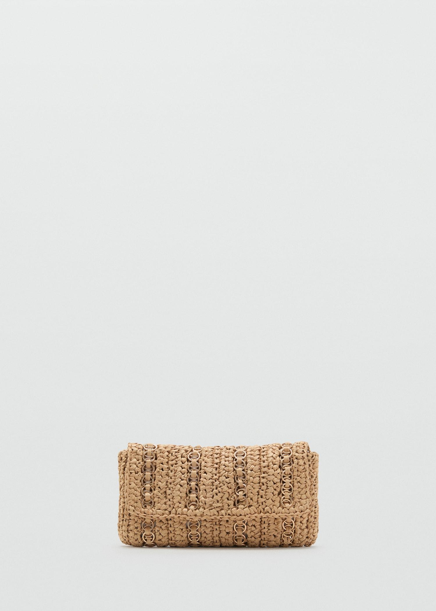 Natural fiber handbag with metal rings - Women | MANGO USA Product Image