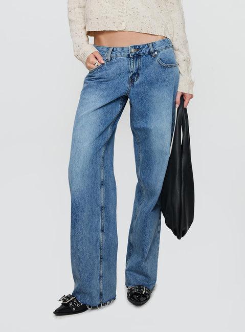 Sabryna Low Rise Straight Leg Jeans Blue Product Image