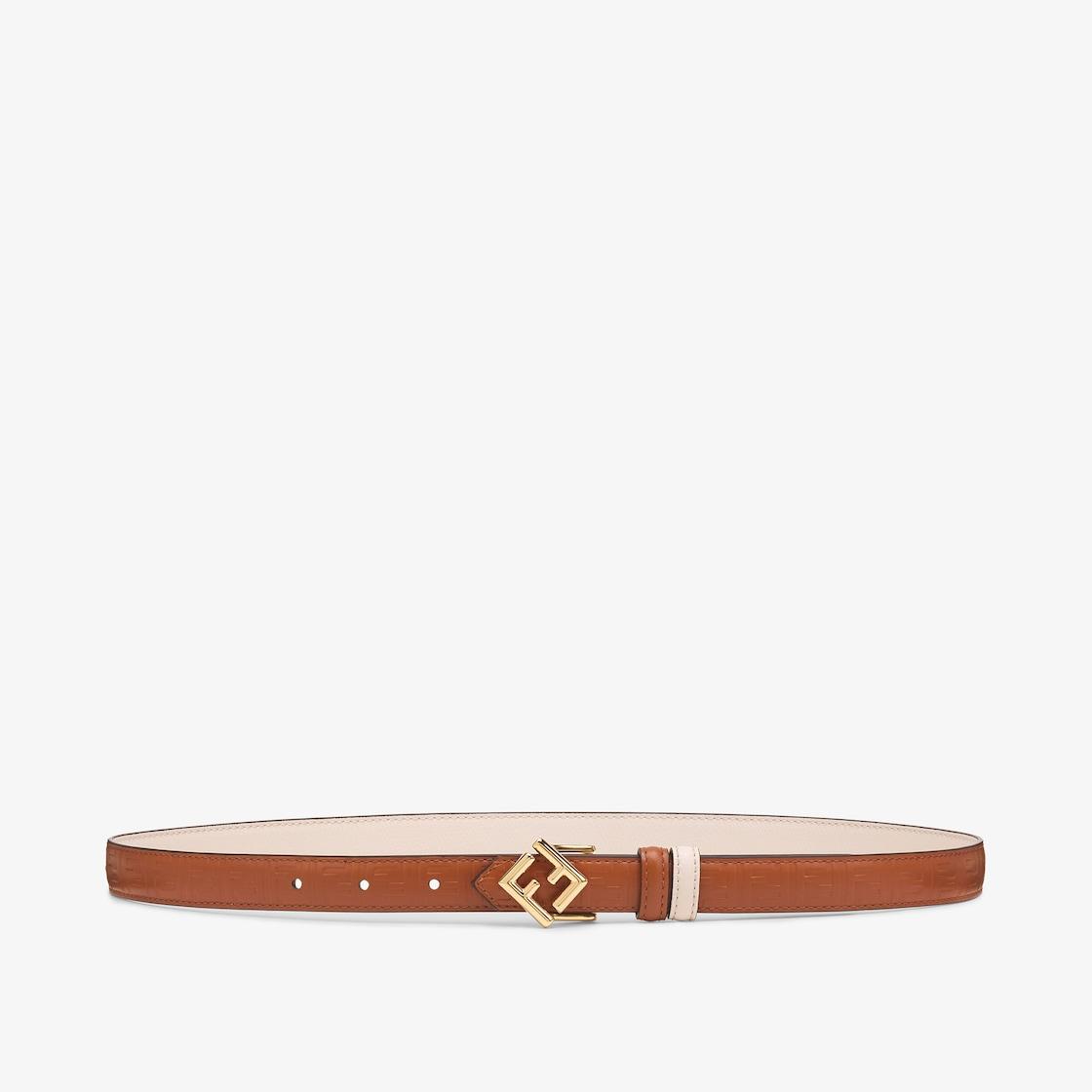 FF Diamonds BeltBrown and camellia leather reversible belt Product Image