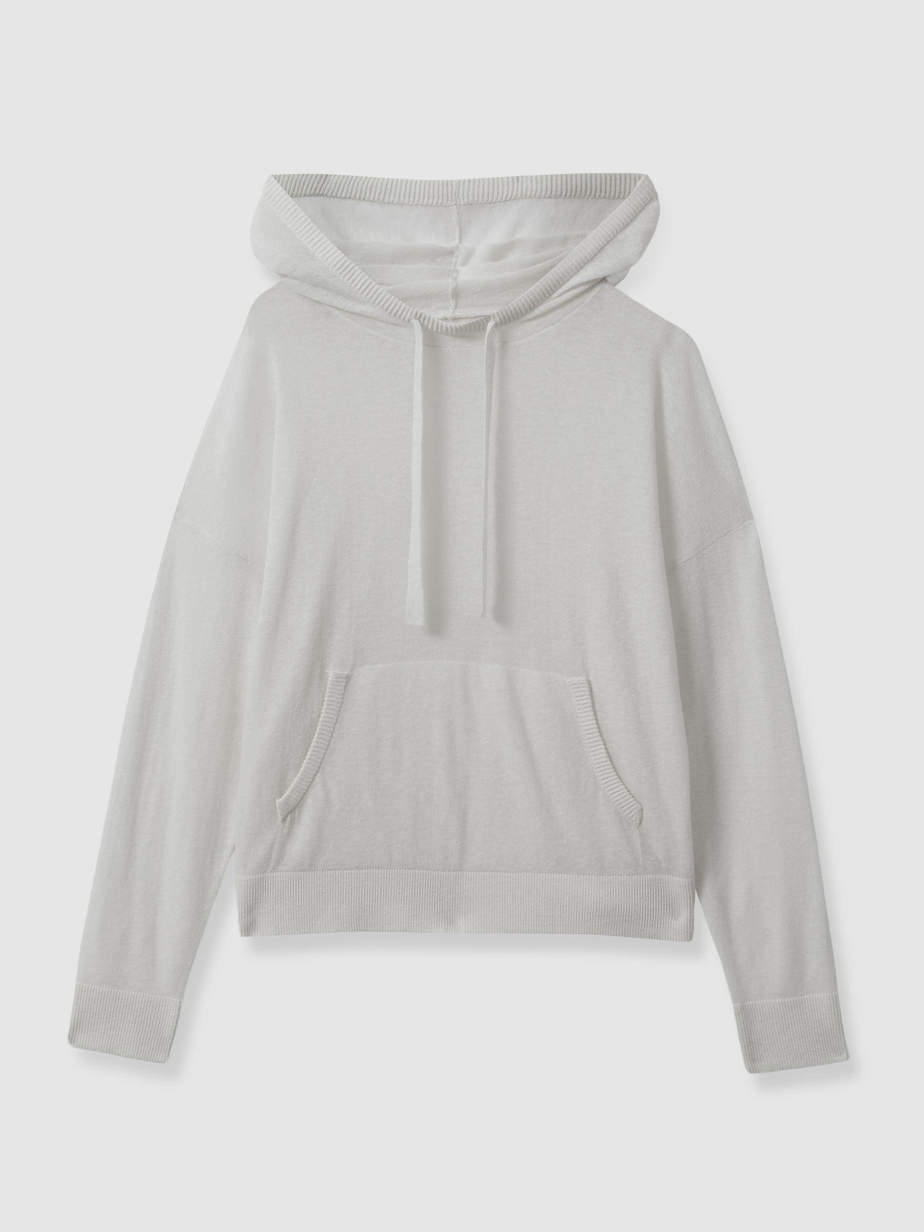 Cotton Blend Sheer Hoodie in Ivory Product Image