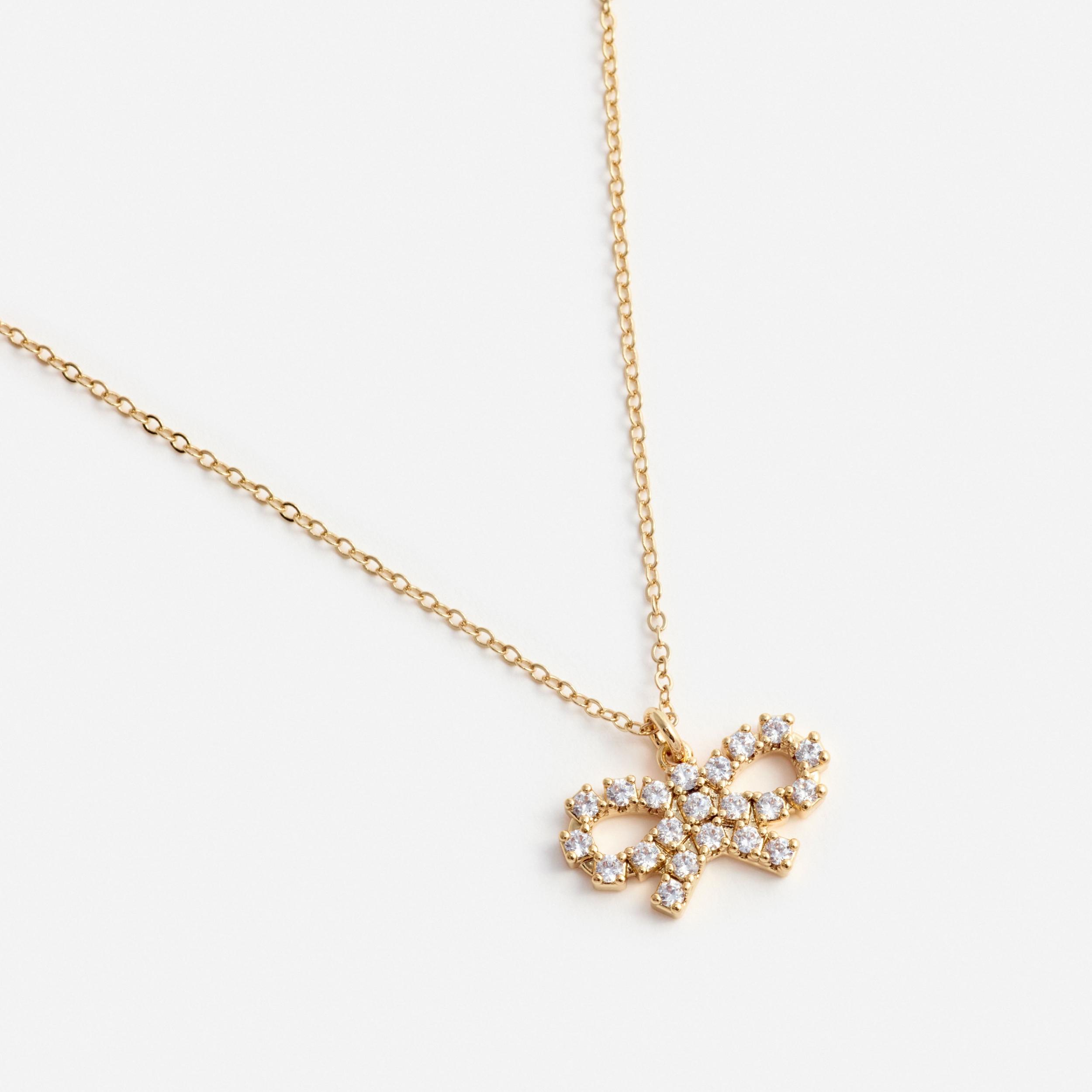 Micro Gold Bow Necklace Product Image