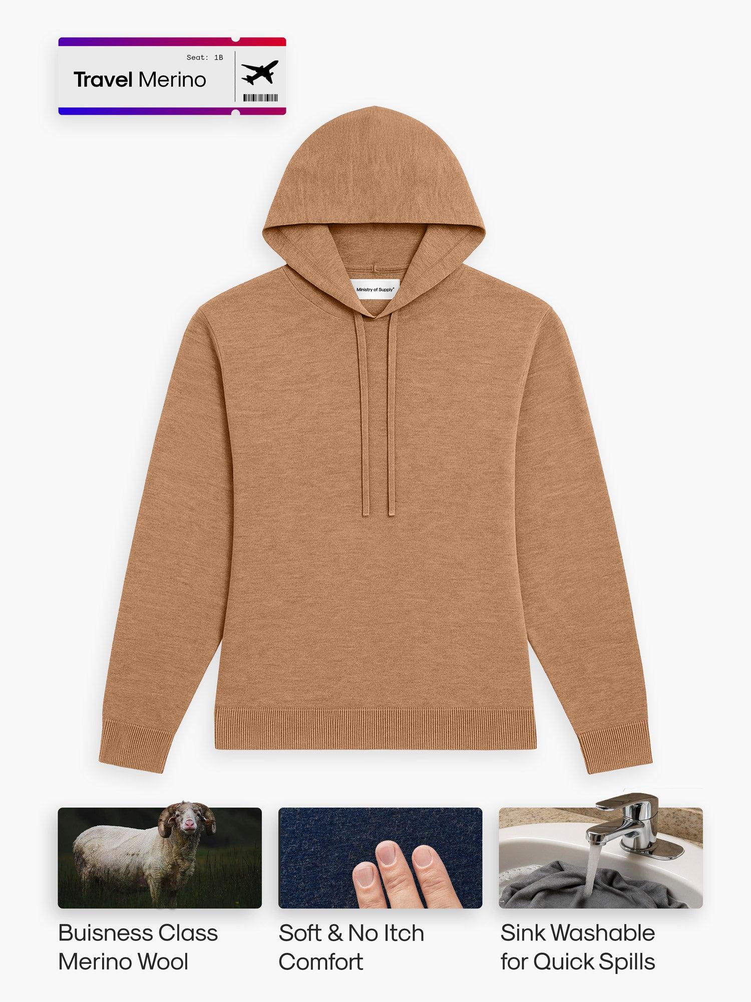 Women's Travel Merino Hoodie - Camel Product Image