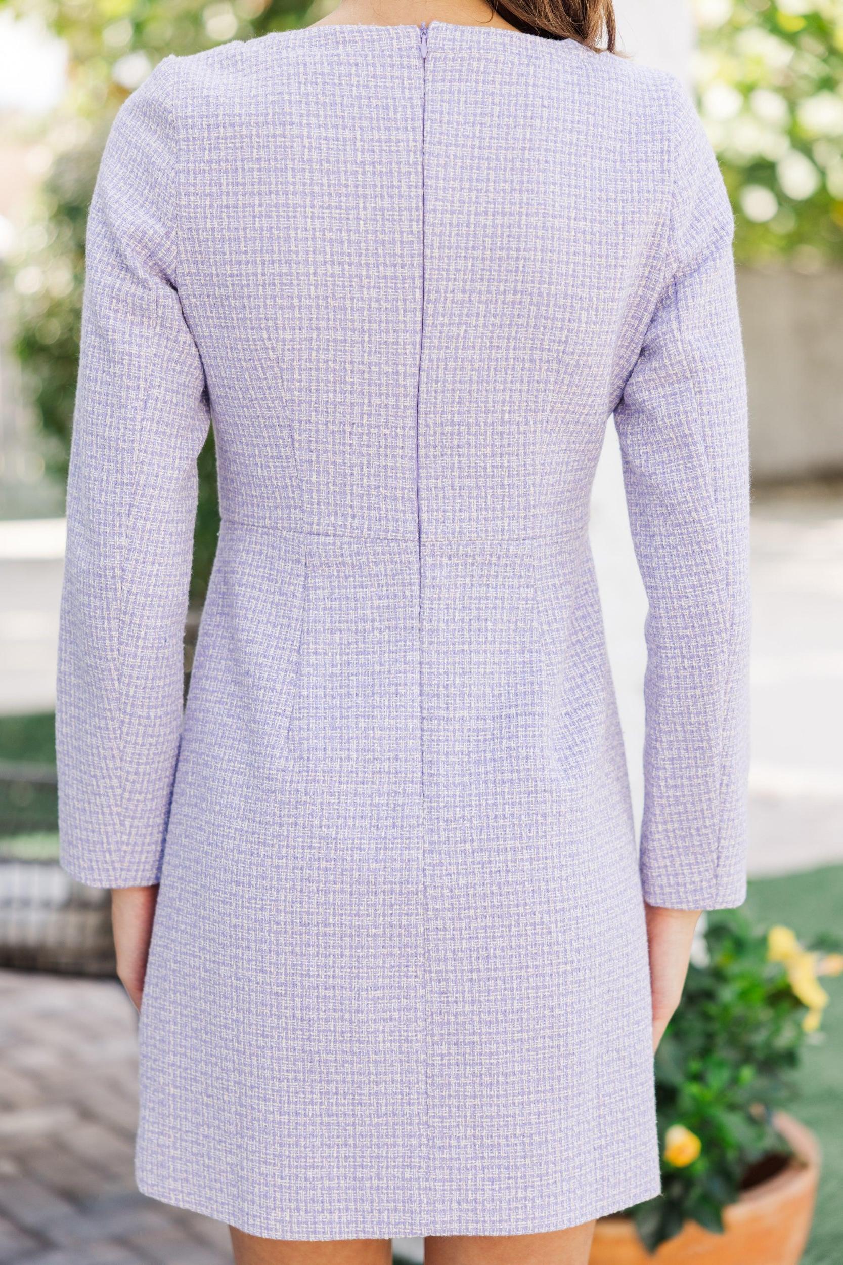 Speak Up Lavender Tweed Dress Female Product Image