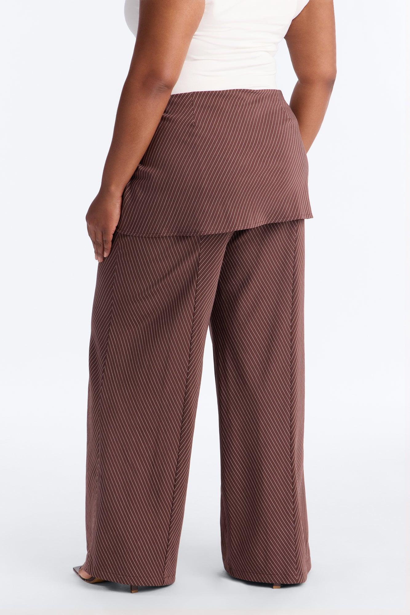 Cummerbund Wrap Waist Skirt Trouser - Brown Female Product Image